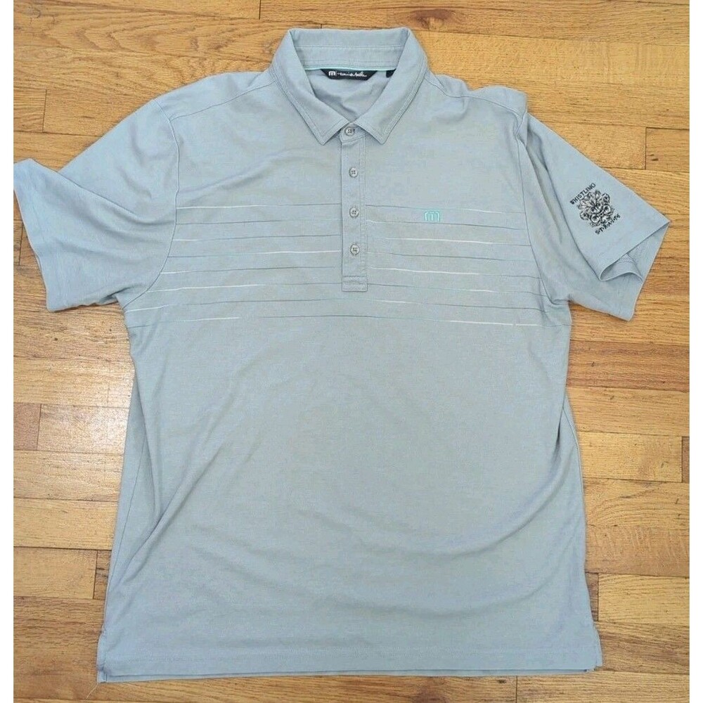 Travis Mathew Men's XL Sun Dip Golf Grey Polo Embroidered Whistling Straits Logo
